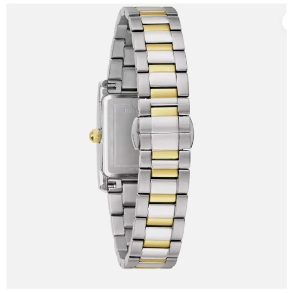 Bulova Classic 98P230 Black Dial Diamond Two Tone Stainless Steel Watch - NIB